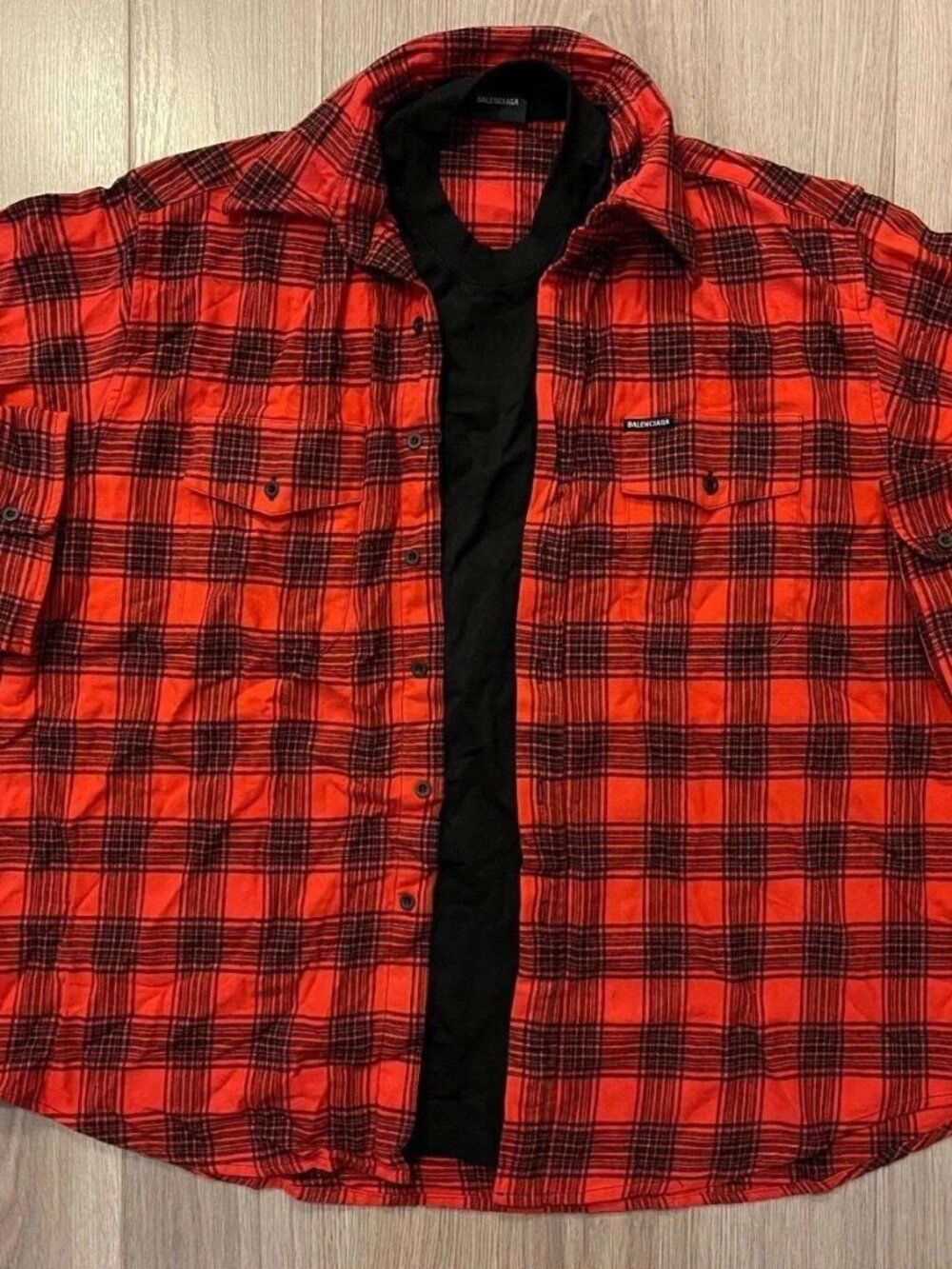 Balenciaga Trompe L'Oeil Oversized Shirt red sz S